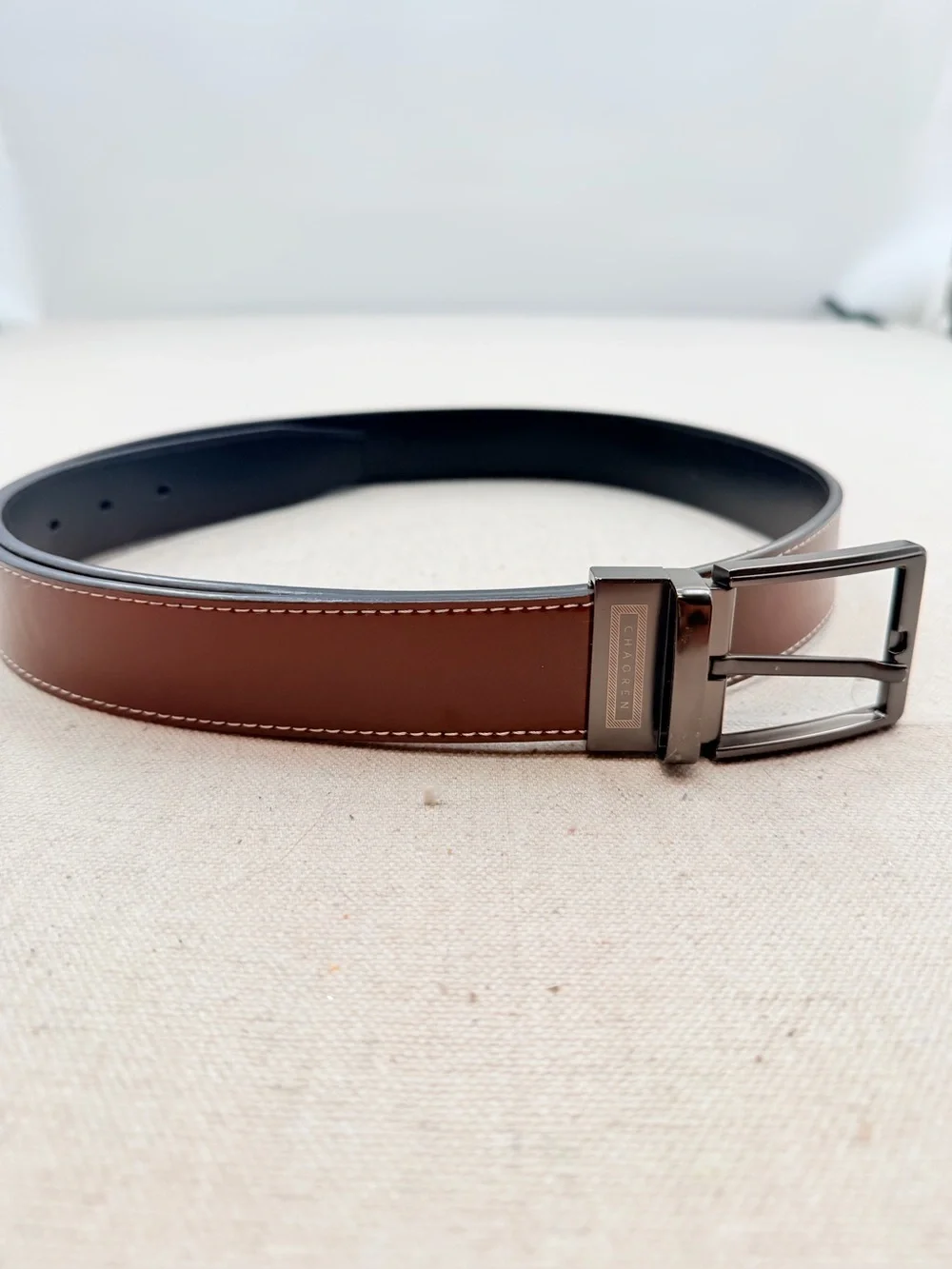 Classic Brown Leather Belt with Gunmetal Buckle